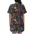 thumbnail image 3 of Naloa Flowers And Birds Women's Short-Sleeved Pajama Set, Loungewear, Summer pajamas, Breathable Cozy - XX-Large, 3 of 9