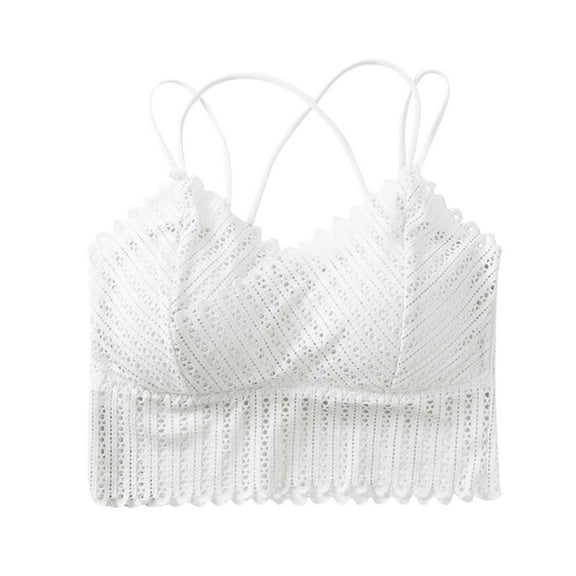 Fesfesfes One Size Bras for Women Girls V Neck Cami Vest Bras Padded Seamless Bralette Straps Sleeping Bras Push Up Tank Tops with Built in Bras Underwear