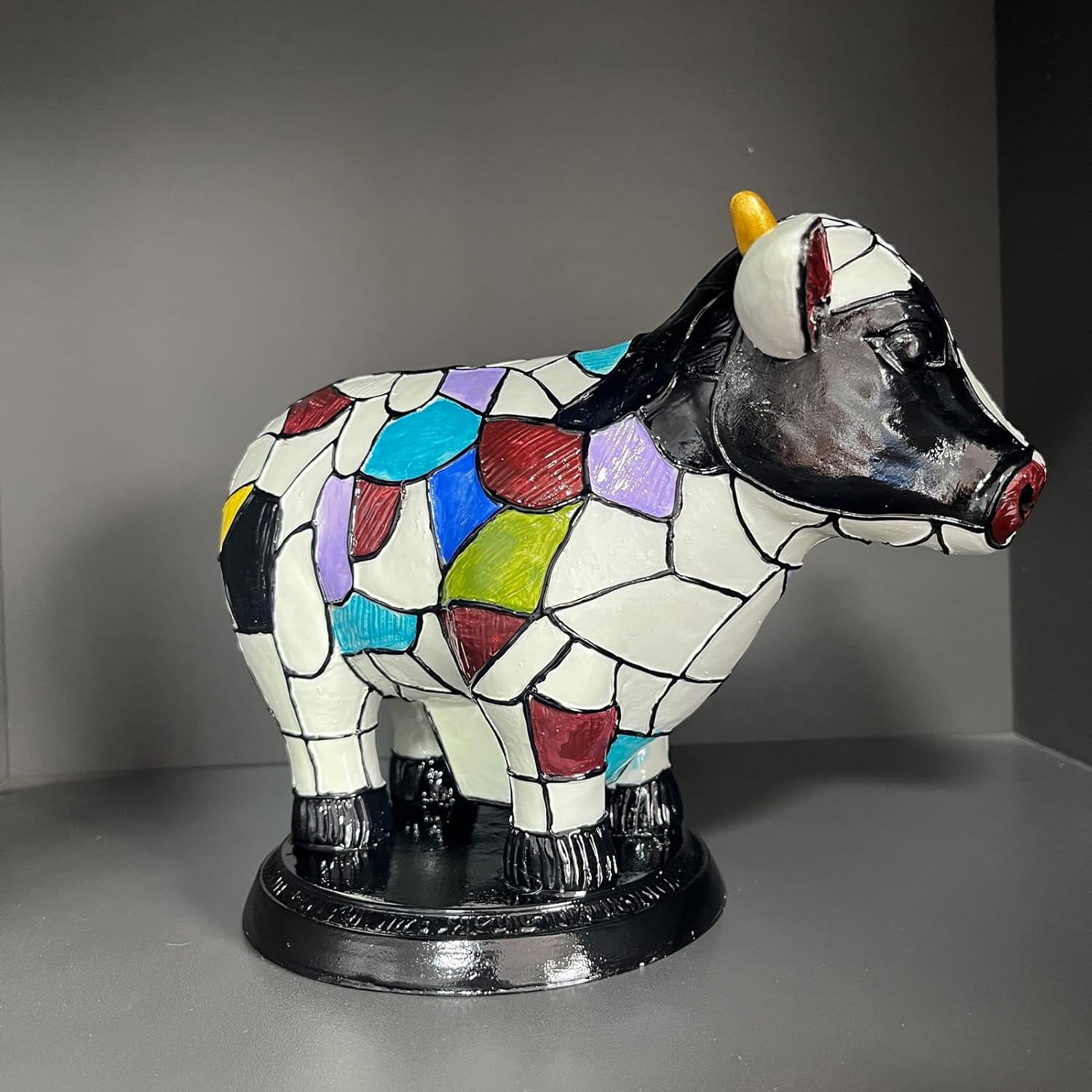 Aorsher Cow Lamp with USB Ports, 3D Cute Animal Night Light with Touch Control & Warm Glow, Resin Table Desk Lamp for Bedroom, Farmhouse Themed Decor Gift