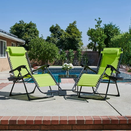Zero Gravity Patio Chair - 2 Piece Zero Gravity Chair with Tray--Green