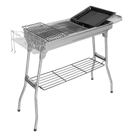 CAIHONG Commercial Quality Portable Charcoal Grills Hibachi BBQ Lamb Skewer Folded Camping Barbecue Grill for Garden Backyard Party Picnic Travel Home Outdoor Cooking Use(27.95"L x 12.99"W x 27.56"H)