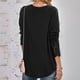 thumbnail image 4 of Blusa de un solo pecho con cuello en V Panel de encaje de poliéster Camisa de manga larga para mujer para otoño e invierno Negro S, 4 of 8