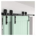 thumbnail image 1 of 4-16FT Bypass Barn Door Slides Hardware Kit, Sliding Door Hanging Track System Roller Rails For Double Door (J-Shaped) ,Sturdy and Durable, 1 of 6