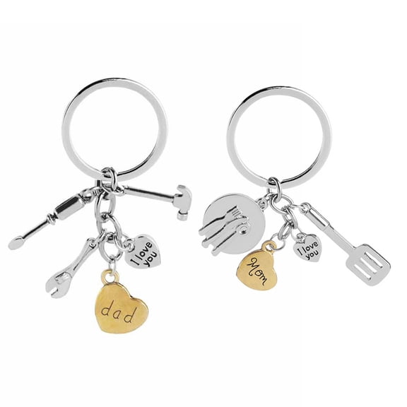 Naierhg Creative Wrench Spatula Mom Dad Love Heart Key Chain Father/Mother's Day Gift