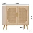 thumbnail image 2 of Buffet Cabinet with Storage, Accent Bathroom Floor Cabinet with Two Doors and 4 Compartments, Sideboard Cabinet with Solid Wood Feet for Hallway Entry Living Room, Natural, 2 of 7