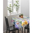 thumbnail image 4 of Spring Wildflowers Suqare Tablecloth - 60 x 60 Inch, Watercolor Floral Leaf Colorful Plaid Waterproof & StainResistant Tablecloth, Washable Oil-proof Table Cover for Dining/Party/Wedding/Buffet, 4 of 9