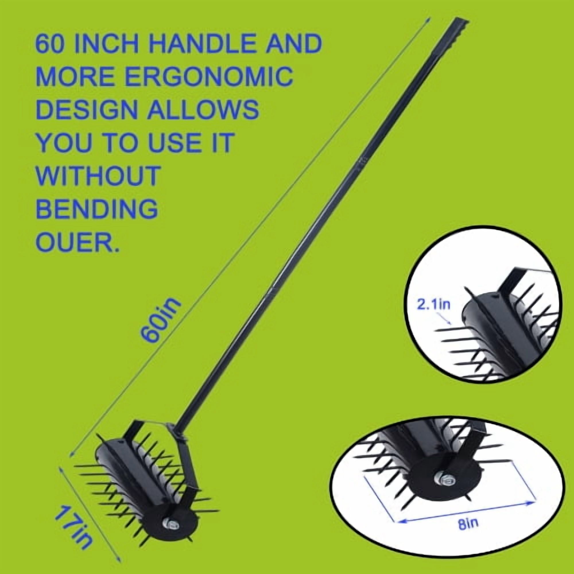 Rolling Lawn Aerator, Easy Assembly Manual Core Aerator for Soil Aeration, Reducing Compaction and Boosting Lawn Root Health