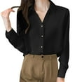 thumbnail image 5 of Sakmal Tops for Women Black Button Down Dressy Casual Shirts Solid Collared Long Sleeve Shirts for Women, 5 of 5