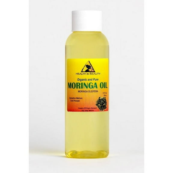 Moringa Oil Unrefined Organic Virgin Carrier Cold Pressed Natural Fresh Pure by H&B OILS CENTER 2 oz