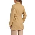 thumbnail image 4 of INSPIRE CHIC Women's Notch Lapel Double Breasted Belted Mid Length Trenchcoat XS Khaki, 4 of 9