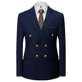 thumbnail image 4 of Beauty-Emily Men's Classic Double-Breasted Suit Set – Slim Fit Two-Piece Blazer & Pants with Gold Button Detail, Formal Business Suit for Office, Wedding & Events, 4 of 8