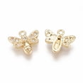 thumbnail image 2 of 50pcs Brass Micro Pave Cubic Zirconia Charms Bee Clear Nickel Free Real 18K golden Plated 8.5x9.5x2mm Hole: 1mm, 2 of 2