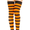 thumbnail image 3 of Striped Patterned Socks (Thigh High) Orange and Black, 3 of 3