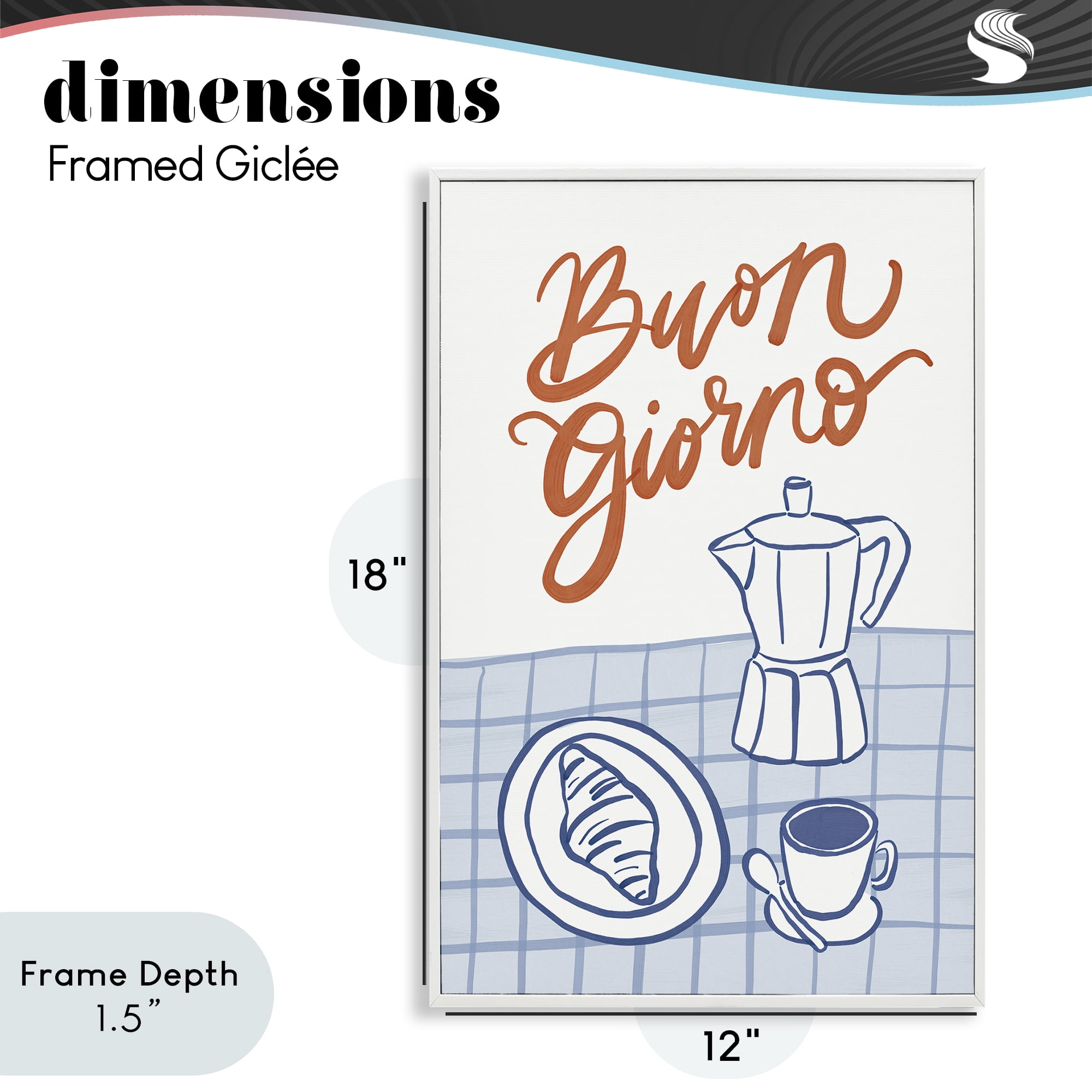 Stupell Industries Buon Giorno Breakfast Espresso White Framed Giclee Art, design by Amanda Houston