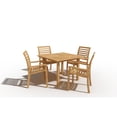 thumbnail image 4 of Curated Maison Mathieu Square Teak Outdoor Dining Table w/ Umbrella Hole Natural, 4 of 5