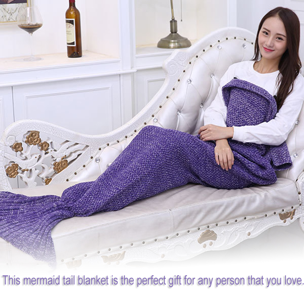 Adult Mermaid Blanket Handmade Yarn Knitted Sleeping Wrap TV Sofa