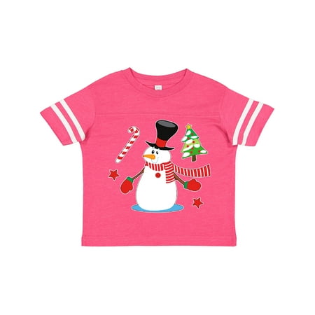 

Inktastic Top Hat Snowman with Christmas Tree and Candy Cane Gift Toddler Boy or Toddler Girl T-Shirt