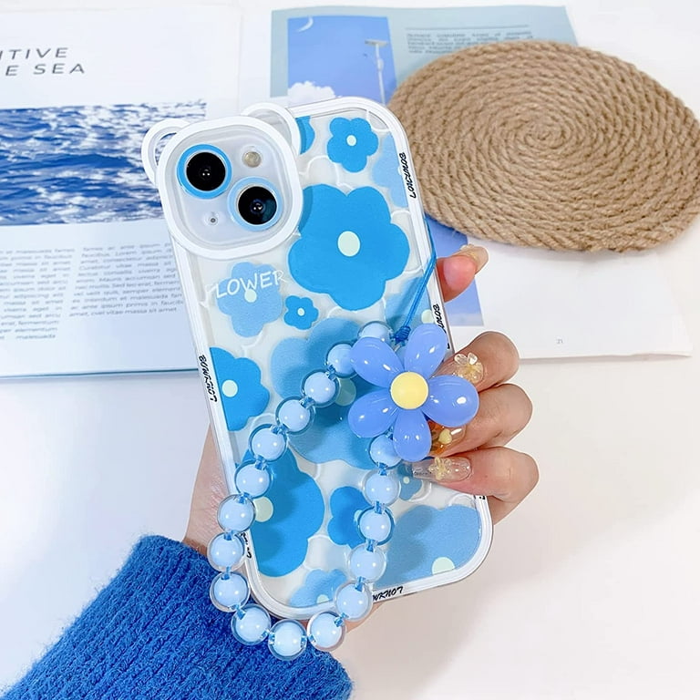 Compatible With Iphone 14 Pro Max Case, Cute Flowers Bear Camera Protector  Clear Case Cover With Lovely Strap Bracelet Chain Girls Women Case For Ipho