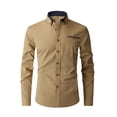 thumbnail image 2 of WIZUTIZ Mens Dress Shirts Long Sleeve - Wrinkle Free Stretch Shirt Colorblock Formal Business Casual Pocket T-Shirt Button Down, 2 of 5