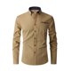 thumbnail image 2 of Ceisia Contrast Panel Stand Collar Shirt Men's Slim Fit Long Sleeve Casual Button-Down Top with Pocket Khaki XXXXL Gifts, 2 of 6