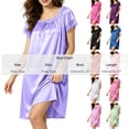thumbnail image 2 of Aofany Women's Charming Satin Nightgowns Silk Sleepshirt Solid Sleep Dress Half Sleeve Sleepwear, 2 of 7