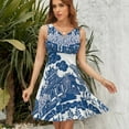 thumbnail image 7 of Blue Willow Chinoiserie Blue And White Porcelain Inspiration Sleeveless Dress Women Summer Evening Dresses Ladies Sundress, 7 of 7