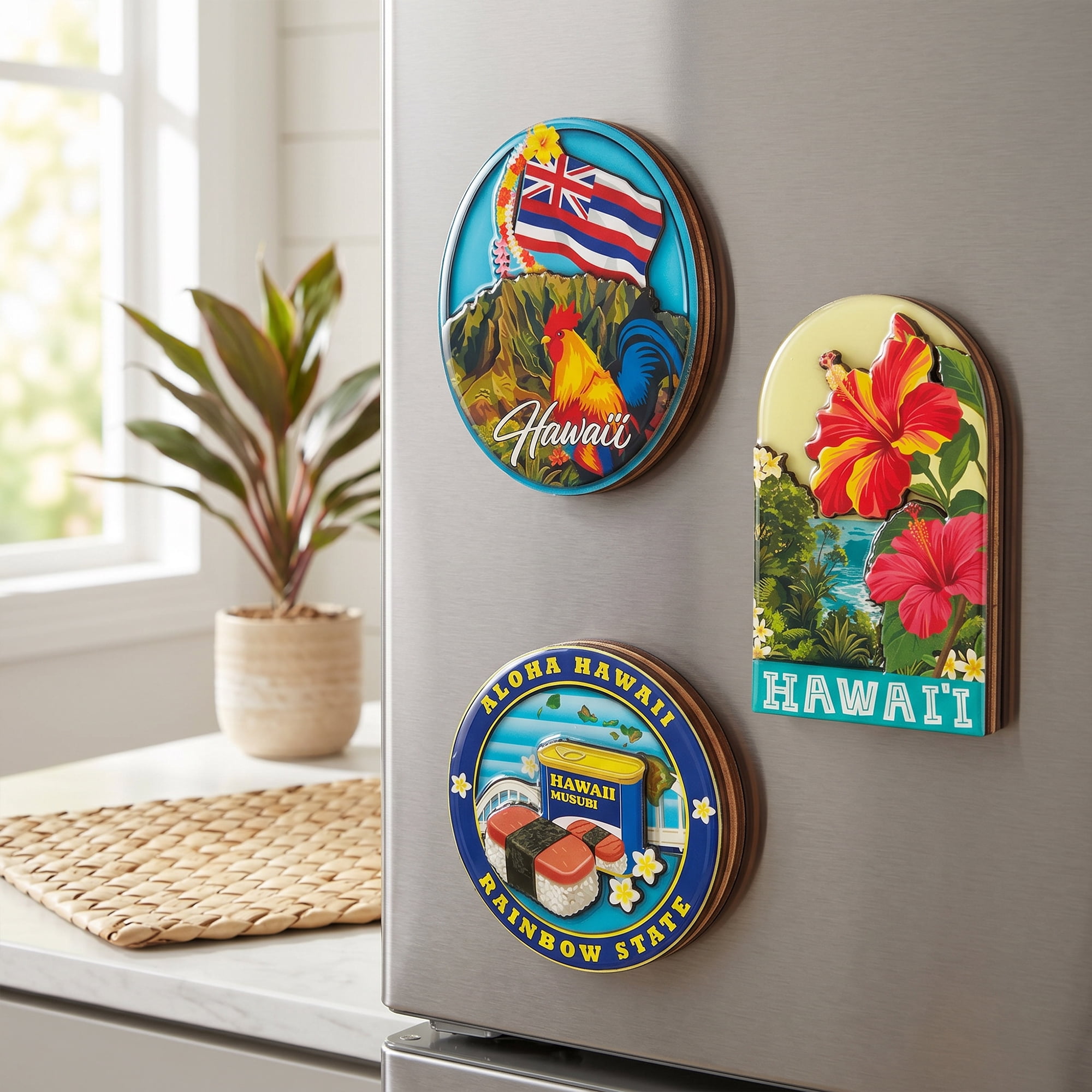 Island Reflections Hawaii Wood Epoxy Magnet Asst (3ct)