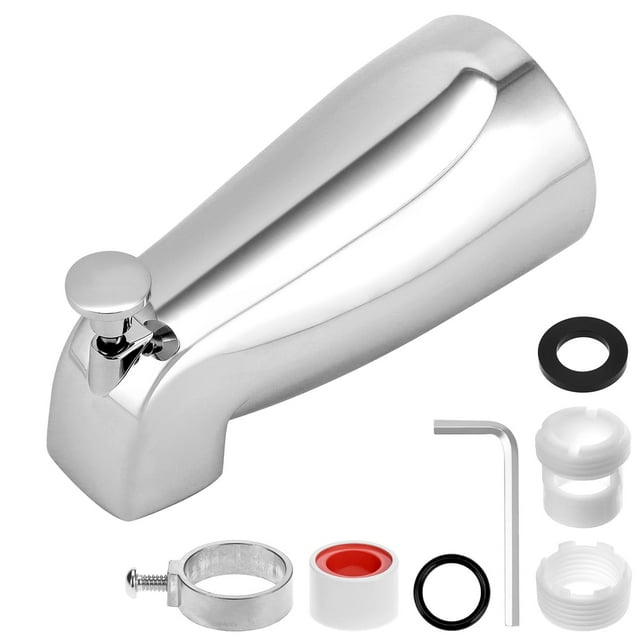 Desviador universal de metal cromado Faucet QWORK con caño para bañera