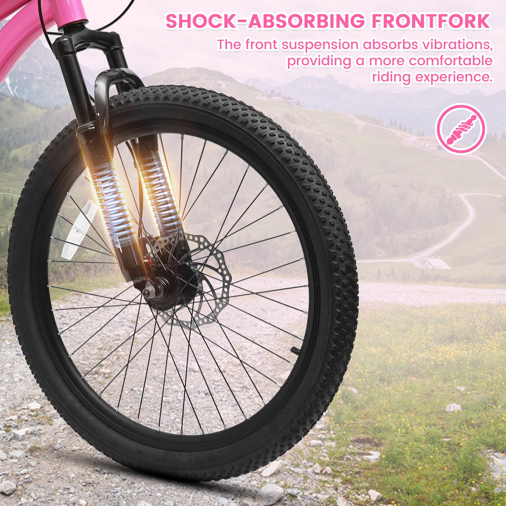 Ecarpat 24 Inch Mountain Bike for Women Girls, 7-Speed Front Suspension Teenagers Bikes for 9+ Years. Children Bicycle Suitable for 4'5"-5'5" Height Rider.