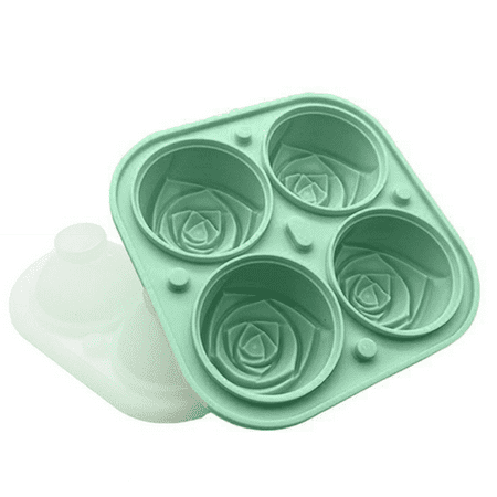 

Ice Cube Tray Makes Four Rose Shaped Ice Cubes Easy Release Ice Ball Maker Novelty Drink Tray For Chilled Drinks Whiskey & Cocktails Green