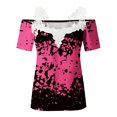 thumbnail image 4 of Dyegold Womens Blouses and Tops Dressy Cold Shoulder Lace Trim Tops for Women Summer Casual T Shirts Short Sleeve Blouses Flowy Tunics Tees, 4 of 5