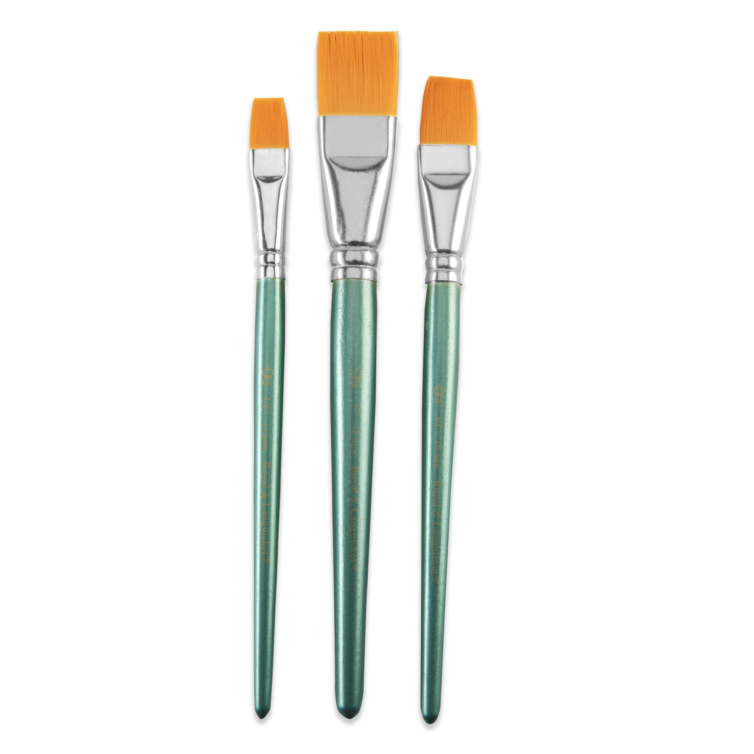 (3 pack) Royal & Langnickel Glaze Wash Golden Taklon Art Brushes 3 piece