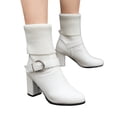 thumbnail image 3 of YLYL Women's Mid-Calf Boots Leather Knitted Heel Closed Pointed Buckle Block Non-Slip Business Party Boots, 3 of 8