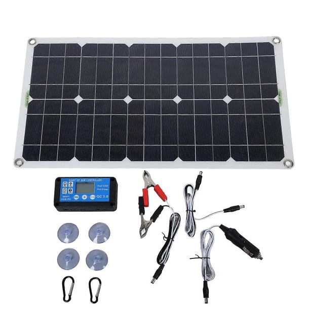 100W Solar Panel Kit, IP67 Waterproof, High Efficiency, Charger with 12V, 24V, 20A Controller, 2 Hooks for Outdoor
