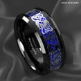 thumbnail image 2 of Tungsten Rings for Men Wedding Bands for Him 8mm Blue Black Silvering Celtic Dragon, 2 of 8