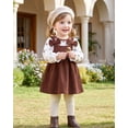 thumbnail image 4 of Yaoqi 2T Toddler Girl Outfit Set 3T Child Girls Clothing Long Sleeves Floral T-shirt Top Bowknot Suspender Dress 2pcs Skirt Set Brown, 4 of 8
