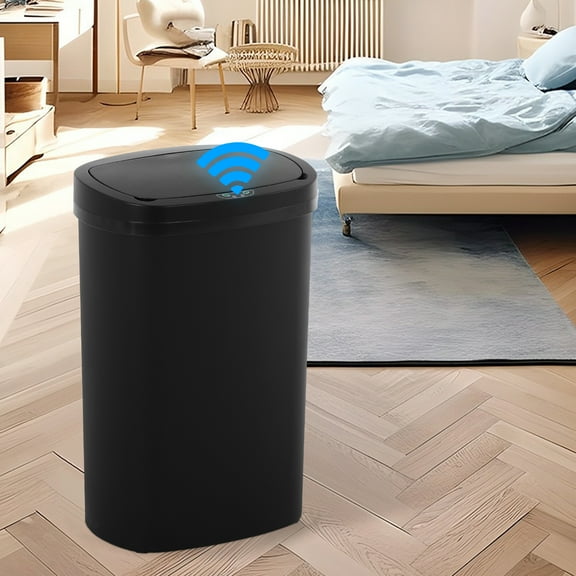 NiamVelo Kitchen Trash Can with Lid, 13 Gallon Automatic Garbage Can  Plastic Touchless Trash Can for  Kitchen Bedroom Bathroom Office,Black