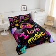 thumbnail image 4 of Erosebridal Disco Music Bedding Twin Comforter Set, Musical Note Down Comforter, Colorful Graffiti Decor, Lightweight 2pcs, 4 of 7