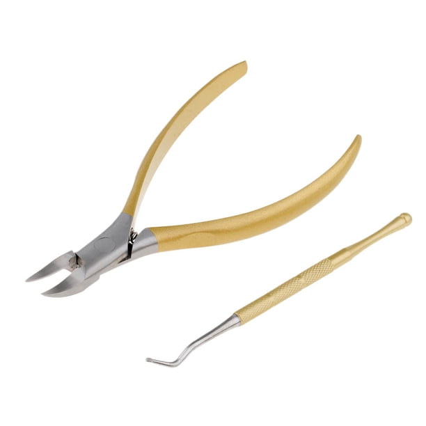 profesion de Cutícula de material acero Inoxidable Pinza Removedor de Piel Muerta Herramienta de Belleza para Uñas de Manos Dorado