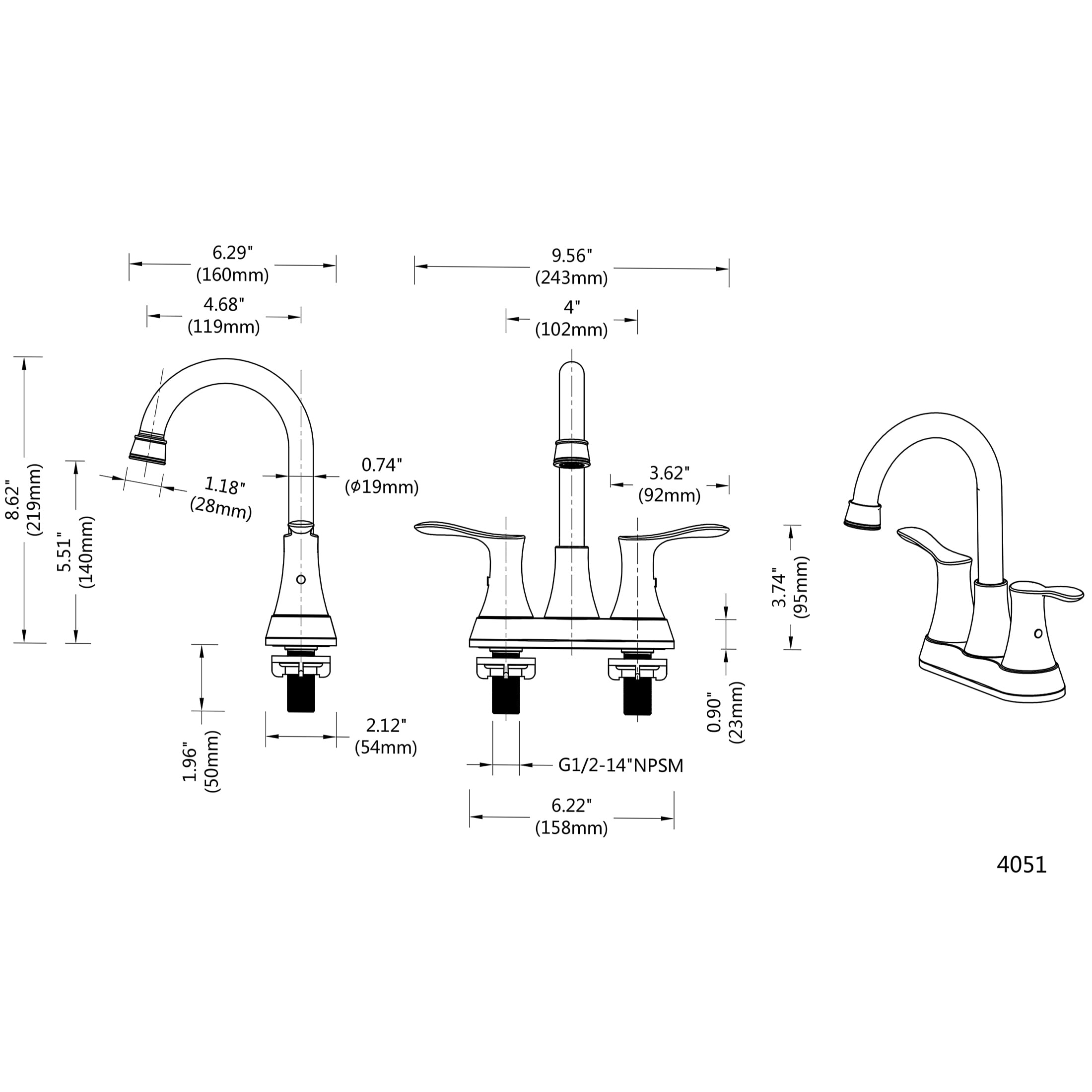 JERFIT 4 inch Centerset Bathroom Faucet with Drain, Brushed Nickel 2-Handle Vanity Sink Faucet, Low Flow, Easy Install