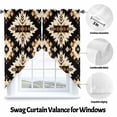 thumbnail image 3 of Southwestern Aztec Swag Kitchen Curtain Valances, Retro National Style Brown Abstract Rod Pocket Curtains Window Treatment Decor Valances for Bedroom Bathroom, 2 Panels 36 x 63 Inch, 3 of 9