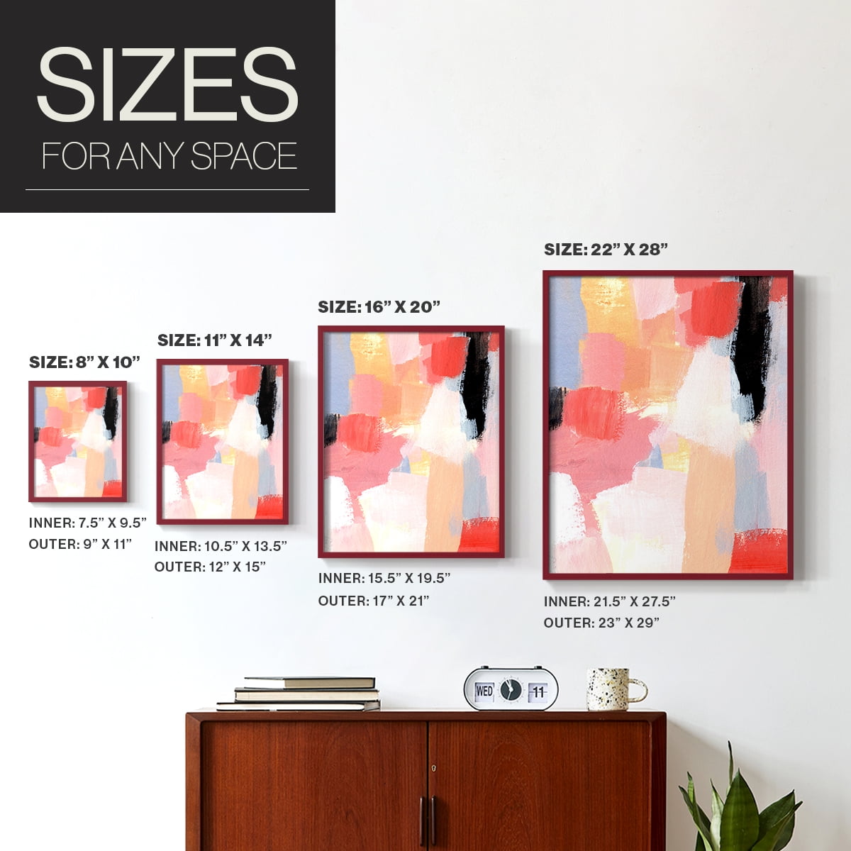 Aerial Scarlet I in Paper Solid Wood 11 x 14 Framed Print