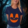 thumbnail image 5 of Akiihool Halloween Tshirts Women Fall T-Shirt for Women Halloween Pumpkin Shirts Thanksgiving Family Funny Graphic Tee Casual Cute Autumn Tops Navy,S, 5 of 8