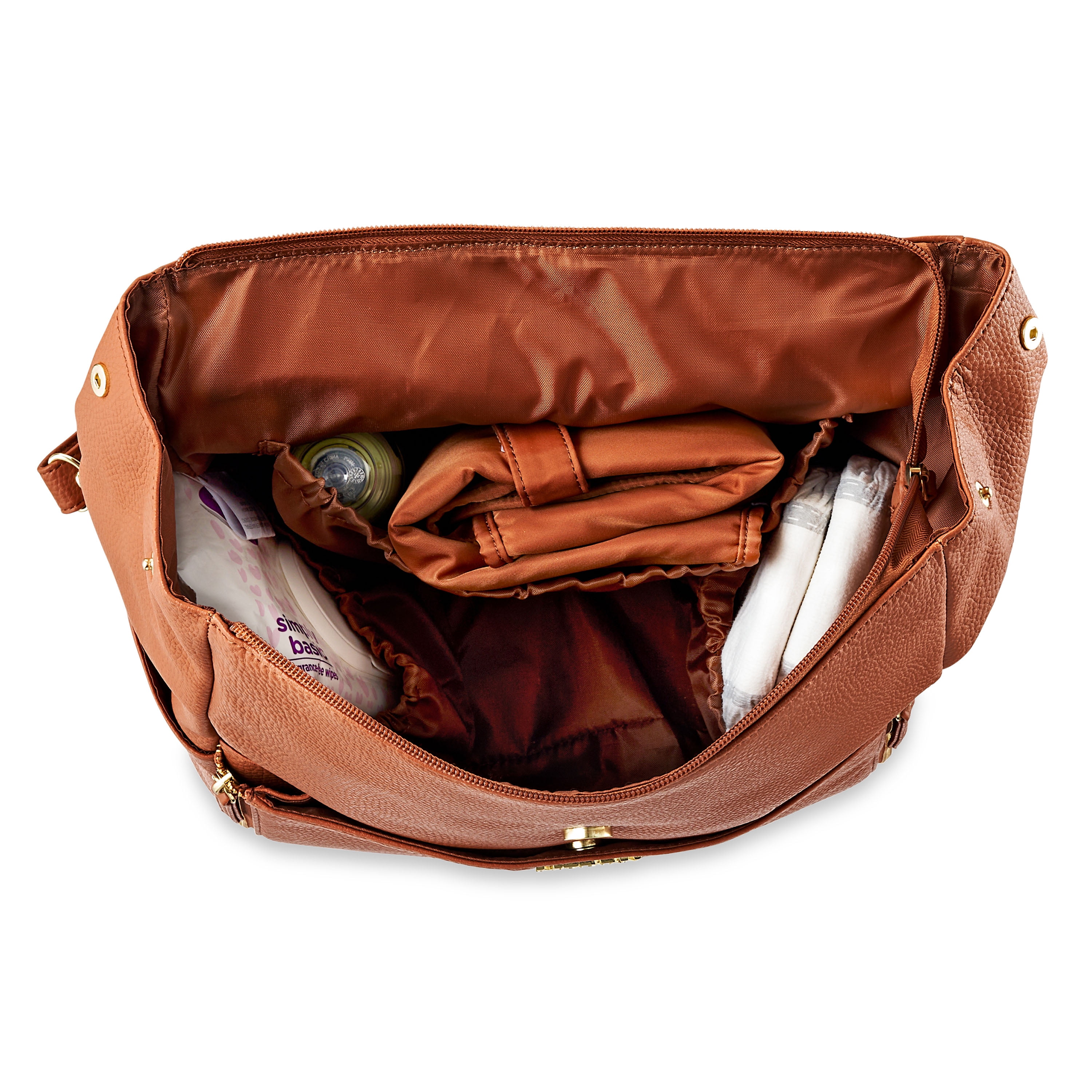 Modrn Charli Diaper Bag in Cognac, Convertible Backpack with Adjustable Straps