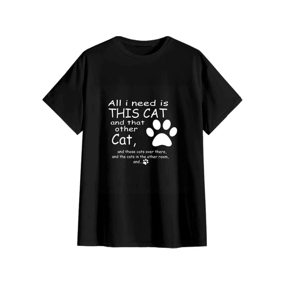 Unisex All I Need Is This Cat Funny Cat Lover Cotton T-Shirt Pet Owner Gift S