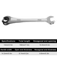 thumbnail image 2 of Ratcheting Wrench, Ratcheting Open End Wrench for Nuts, Double Open end Ratcheting Wrench Plum Bayonet Quick Ratchet Wrench for Tube Hose Oil Pipe Repairment, 2 of 9