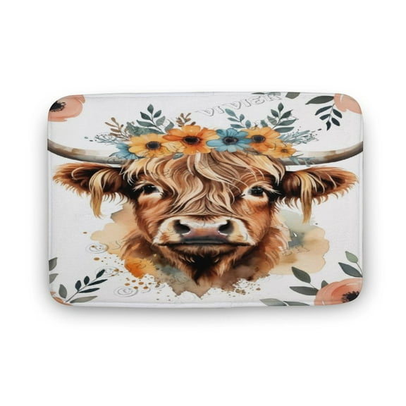 Farmhouse Cow Bath Mat Cute Animal Rustic Farmhouse Style Bathroom Rug 16"x24" Memory Foam Bathroom Mat/Bath Rugs