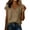 Khaki, variant on Womens Cotton Linen Blouse V Neck Wrap Shirt Cap Sleeve Loose Fit Tee Solid Color Loose Fit Tunic Top Summer Casual Clothes Navy M