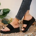 thumbnail image 6 of EHQJNJ Female Wedges Sandals for Women Wide Feet Shoes for Women Open Toe Flatform Wedge Casual Heeled on Thick Cushion Sandal Black Wedges for Women Sandals Cute Sandals for Women Dressy Summer, 6 of 9