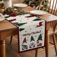 thumbnail image 2 of Christmas Gnome Cotton Linen Table Runner Xmas Dwarfs Snowflakes Retro Linen Plaid Dining Table Runners for Home Decor Party Dining Room Restaurant Kitchen Party 13" x 72", 2 of 9